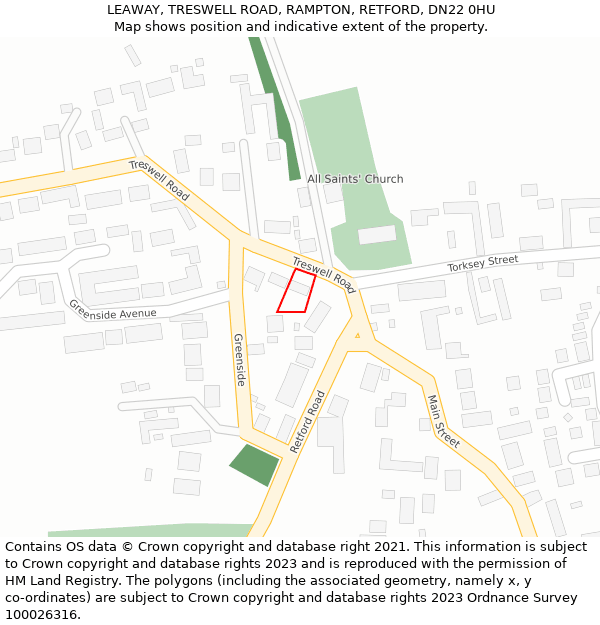 LEAWAY, TRESWELL ROAD, RAMPTON, RETFORD, DN22 0HU: Location map and indicative extent of plot