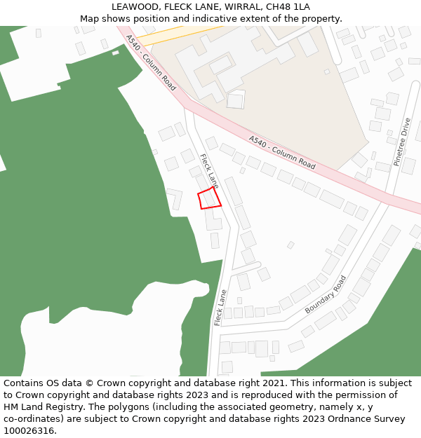LEAWOOD, FLECK LANE, WIRRAL, CH48 1LA: Location map and indicative extent of plot