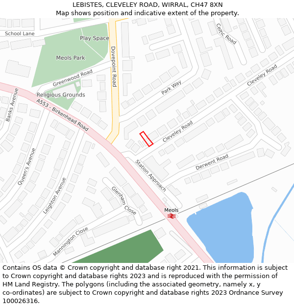 LEBISTES, CLEVELEY ROAD, WIRRAL, CH47 8XN: Location map and indicative extent of plot