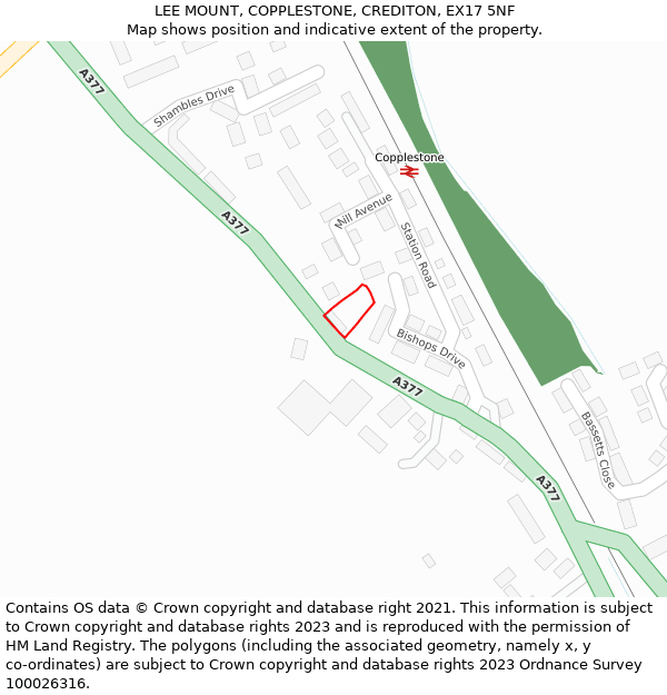 LEE MOUNT, COPPLESTONE, CREDITON, EX17 5NF: Location map and indicative extent of plot