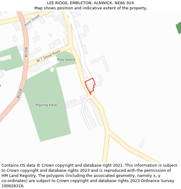 LEE RIDGE, EMBLETON, ALNWICK, NE66 3UX: Location map and indicative extent of plot