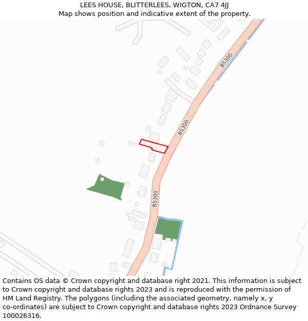 LEES HOUSE, BLITTERLEES, WIGTON, CA7 4JJ: Location map and indicative extent of plot