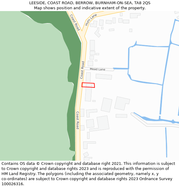 LEESIDE, COAST ROAD, BERROW, BURNHAM-ON-SEA, TA8 2QS: Location map and indicative extent of plot