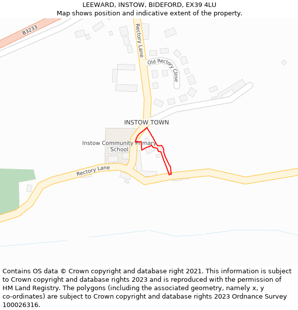 LEEWARD, INSTOW, BIDEFORD, EX39 4LU: Location map and indicative extent of plot