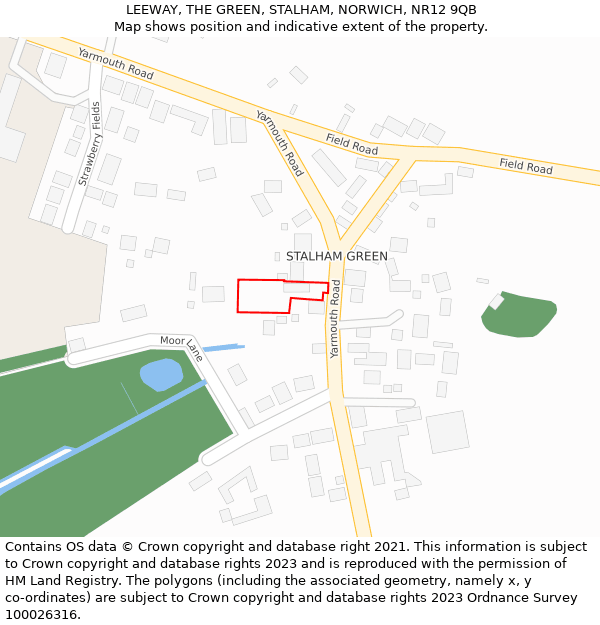 LEEWAY, THE GREEN, STALHAM, NORWICH, NR12 9QB: Location map and indicative extent of plot