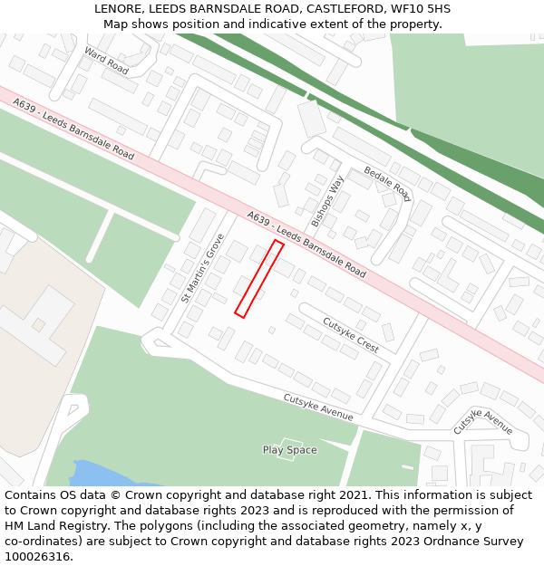 LENORE, LEEDS BARNSDALE ROAD, CASTLEFORD, WF10 5HS: Location map and indicative extent of plot