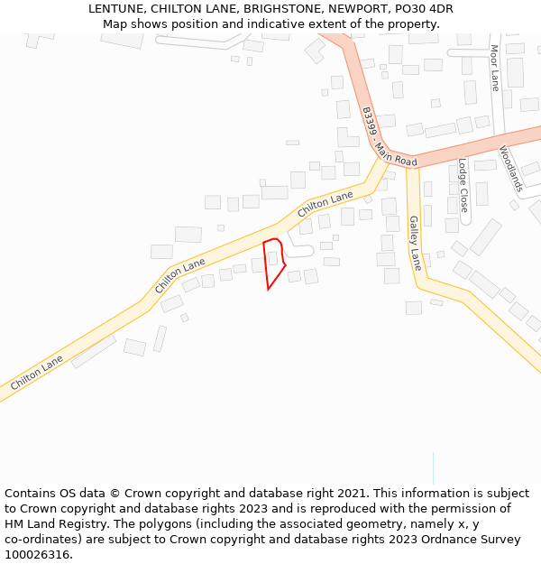 LENTUNE, CHILTON LANE, BRIGHSTONE, NEWPORT, PO30 4DR: Location map and indicative extent of plot