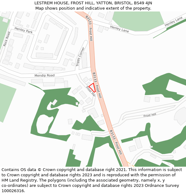 LESTREM HOUSE, FROST HILL, YATTON, BRISTOL, BS49 4JN: Location map and indicative extent of plot