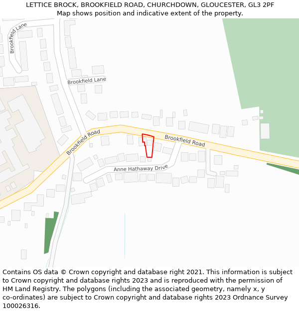 LETTICE BROCK, BROOKFIELD ROAD, CHURCHDOWN, GLOUCESTER, GL3 2PF: Location map and indicative extent of plot