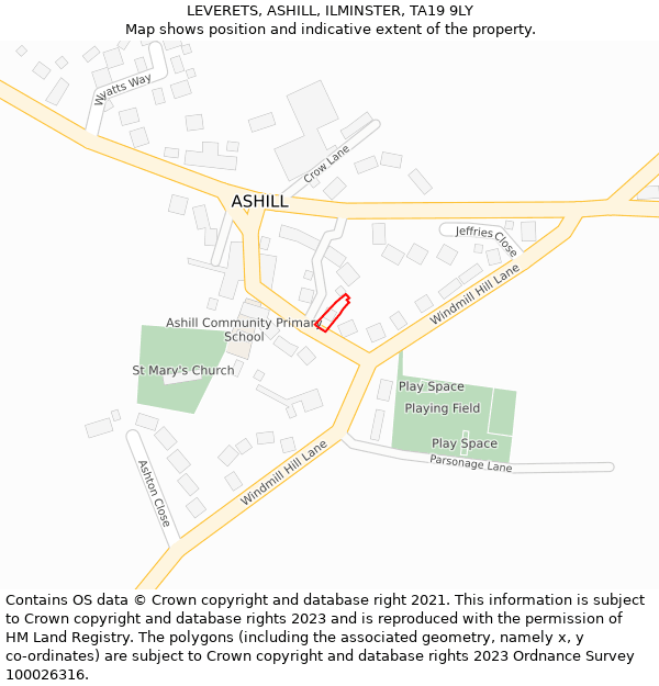 LEVERETS, ASHILL, ILMINSTER, TA19 9LY: Location map and indicative extent of plot