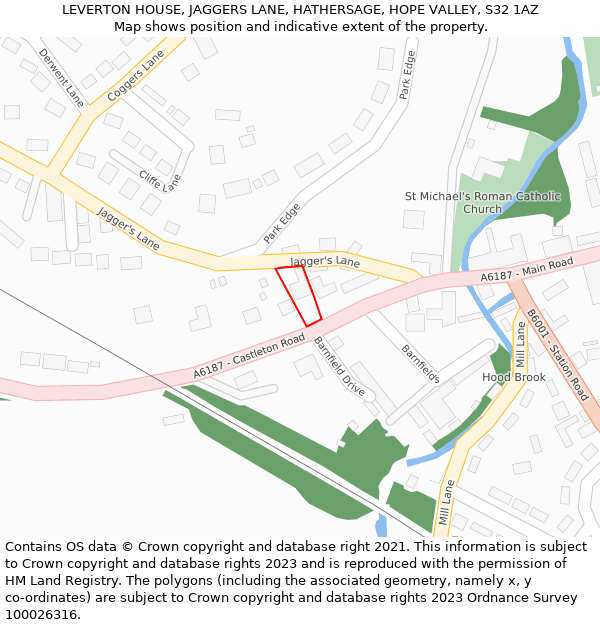 LEVERTON HOUSE, JAGGERS LANE, HATHERSAGE, HOPE VALLEY, S32 1AZ: Location map and indicative extent of plot