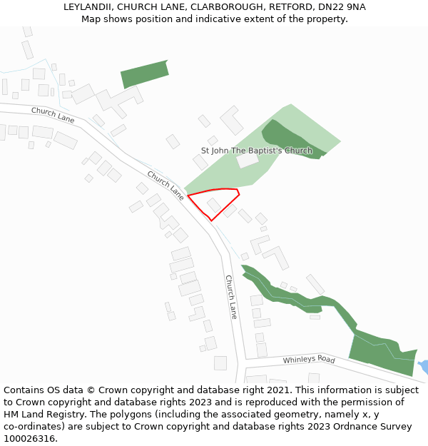 LEYLANDII, CHURCH LANE, CLARBOROUGH, RETFORD, DN22 9NA: Location map and indicative extent of plot