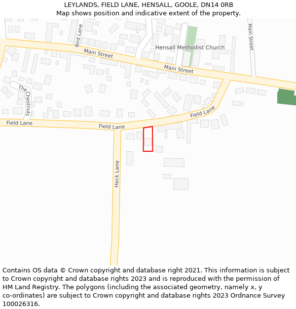 LEYLANDS, FIELD LANE, HENSALL, GOOLE, DN14 0RB: Location map and indicative extent of plot