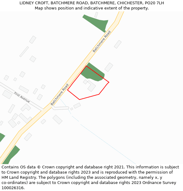 LIDNEY CROFT, BATCHMERE ROAD, BATCHMERE, CHICHESTER, PO20 7LH: Location map and indicative extent of plot