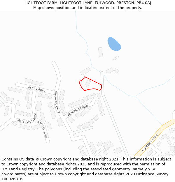 LIGHTFOOT FARM, LIGHTFOOT LANE, FULWOOD, PRESTON, PR4 0AJ: Location map and indicative extent of plot