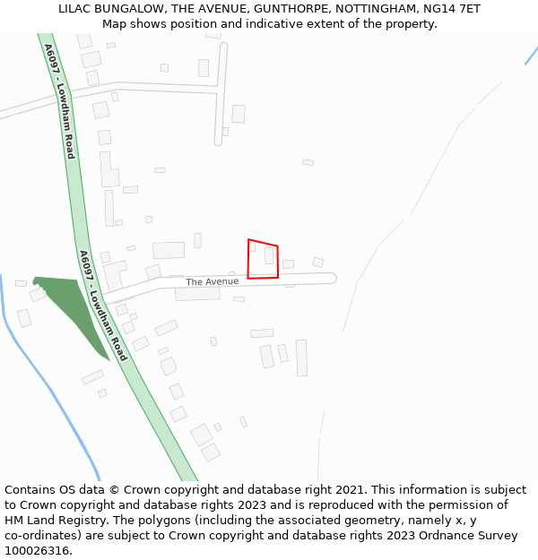 LILAC BUNGALOW, THE AVENUE, GUNTHORPE, NOTTINGHAM, NG14 7ET: Location map and indicative extent of plot