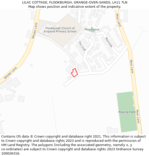 LILAC COTTAGE, FLOOKBURGH, GRANGE-OVER-SANDS, LA11 7LN: Location map and indicative extent of plot