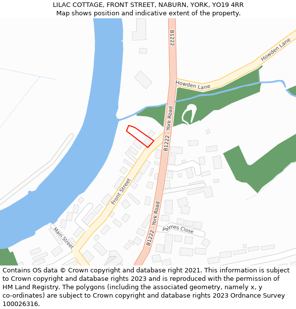 LILAC COTTAGE, FRONT STREET, NABURN, YORK, YO19 4RR: Location map and indicative extent of plot