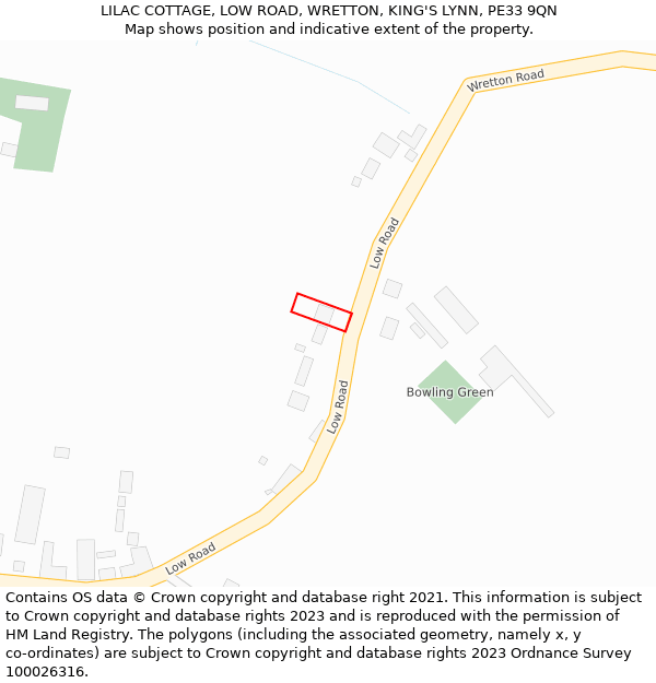 LILAC COTTAGE, LOW ROAD, WRETTON, KING'S LYNN, PE33 9QN: Location map and indicative extent of plot