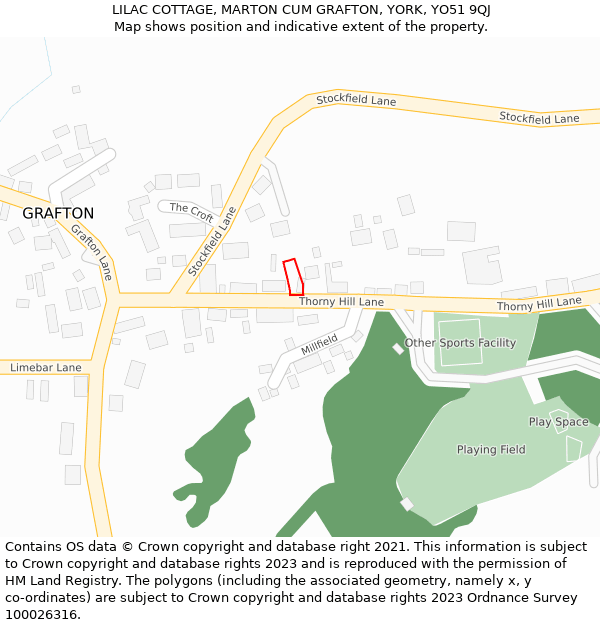 LILAC COTTAGE, MARTON CUM GRAFTON, YORK, YO51 9QJ: Location map and indicative extent of plot