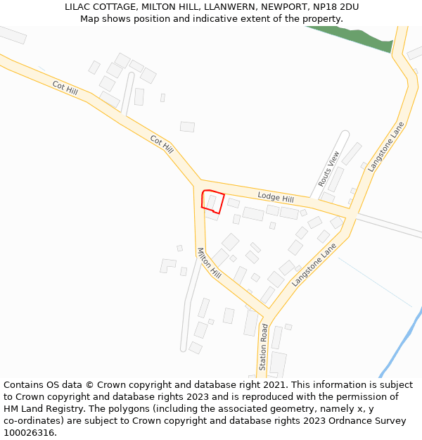 LILAC COTTAGE, MILTON HILL, LLANWERN, NEWPORT, NP18 2DU: Location map and indicative extent of plot