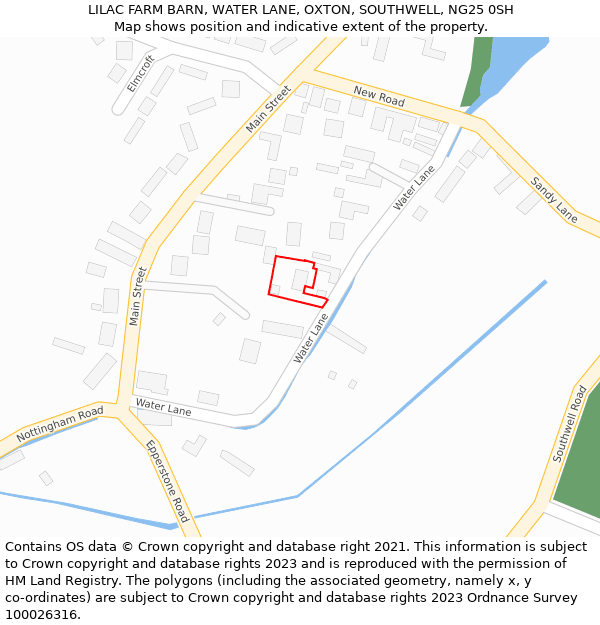 LILAC FARM BARN, WATER LANE, OXTON, SOUTHWELL, NG25 0SH: Location map and indicative extent of plot