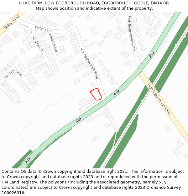 LILAC FARM, LOW EGGBOROUGH ROAD, EGGBOROUGH, GOOLE, DN14 0PJ: Location map and indicative extent of plot