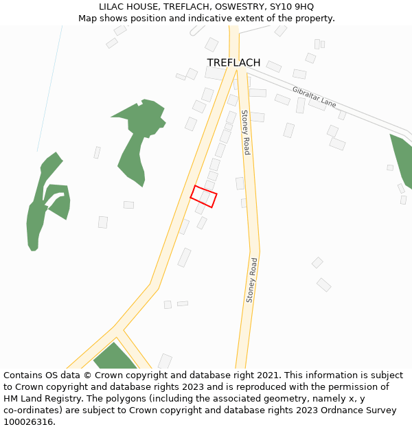 LILAC HOUSE, TREFLACH, OSWESTRY, SY10 9HQ: Location map and indicative extent of plot