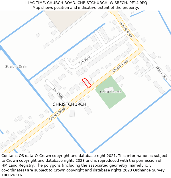 LILAC TIME, CHURCH ROAD, CHRISTCHURCH, WISBECH, PE14 9PQ: Location map and indicative extent of plot