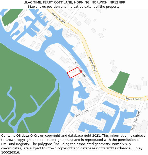 LILAC TIME, FERRY COTT LANE, HORNING, NORWICH, NR12 8PP: Location map and indicative extent of plot