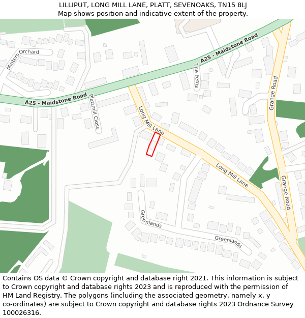 LILLIPUT, LONG MILL LANE, PLATT, SEVENOAKS, TN15 8LJ: Location map and indicative extent of plot