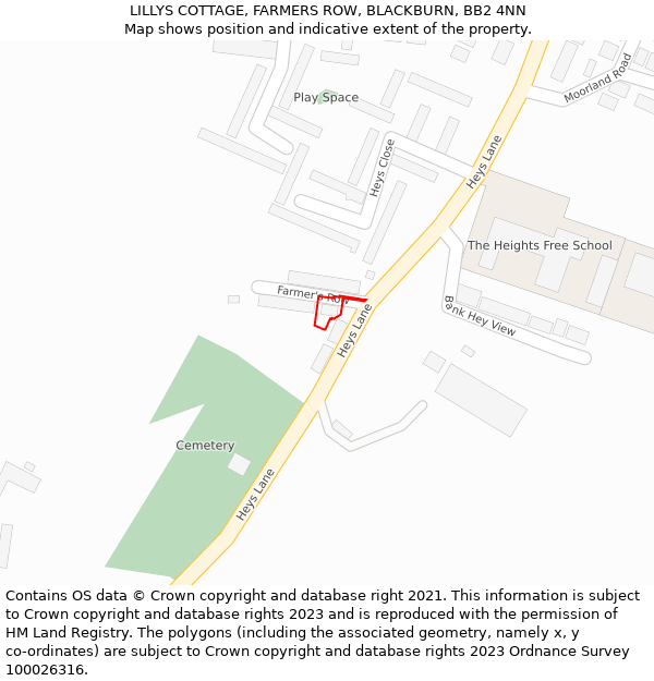 LILLYS COTTAGE, FARMERS ROW, BLACKBURN, BB2 4NN: Location map and indicative extent of plot