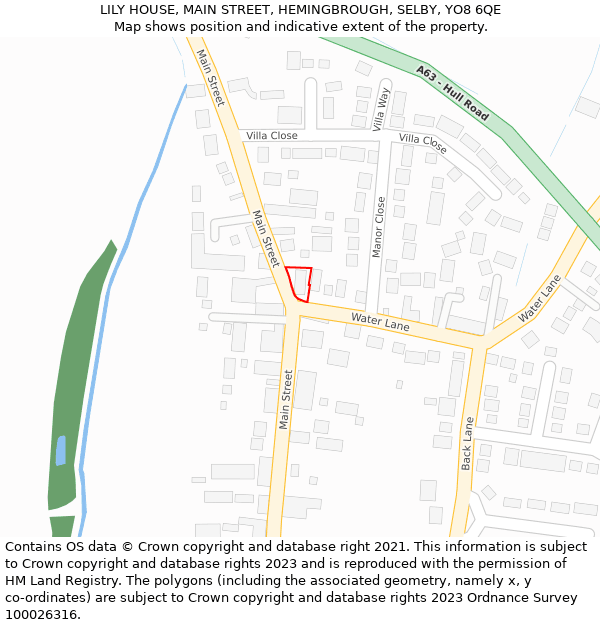 LILY HOUSE, MAIN STREET, HEMINGBROUGH, SELBY, YO8 6QE: Location map and indicative extent of plot