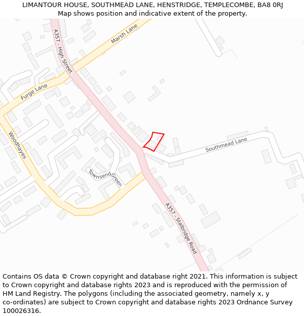 LIMANTOUR HOUSE, SOUTHMEAD LANE, HENSTRIDGE, TEMPLECOMBE, BA8 0RJ: Location map and indicative extent of plot