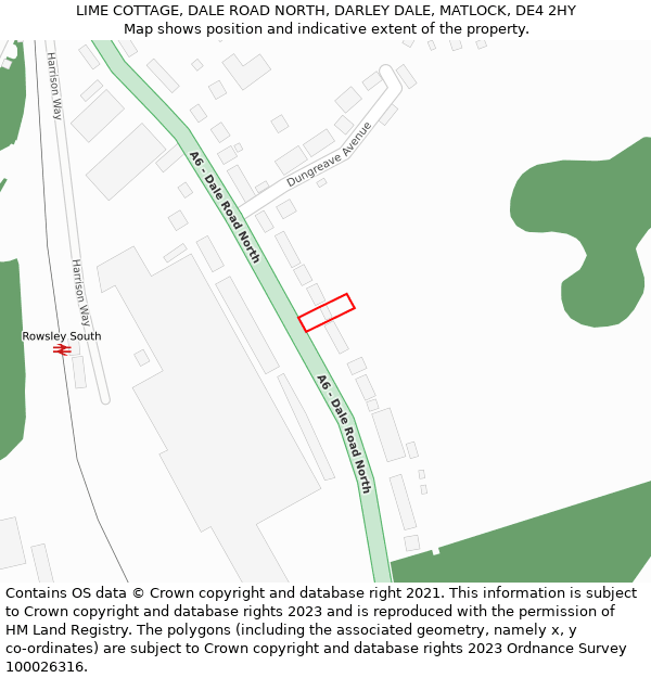 LIME COTTAGE, DALE ROAD NORTH, DARLEY DALE, MATLOCK, DE4 2HY: Location map and indicative extent of plot