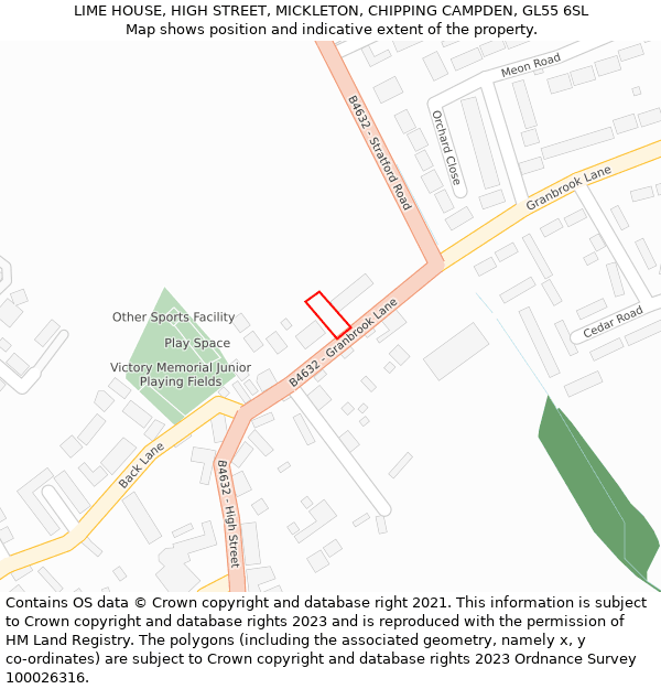 LIME HOUSE, HIGH STREET, MICKLETON, CHIPPING CAMPDEN, GL55 6SL: Location map and indicative extent of plot