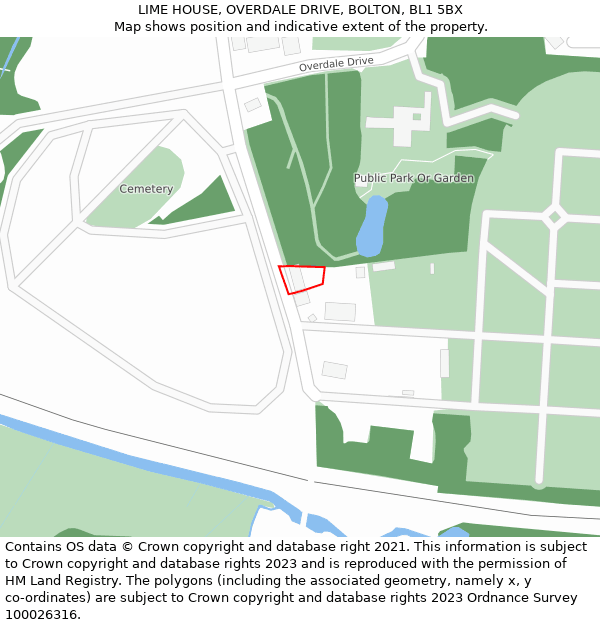 LIME HOUSE, OVERDALE DRIVE, BOLTON, BL1 5BX: Location map and indicative extent of plot