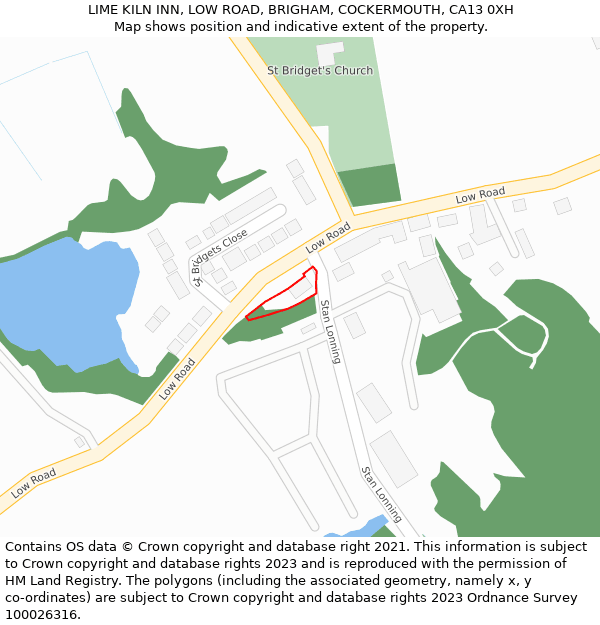 LIME KILN INN, LOW ROAD, BRIGHAM, COCKERMOUTH, CA13 0XH: Location map and indicative extent of plot