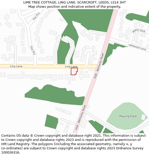 LIME TREE COTTAGE, LING LANE, SCARCROFT, LEEDS, LS14 3HT: Location map and indicative extent of plot