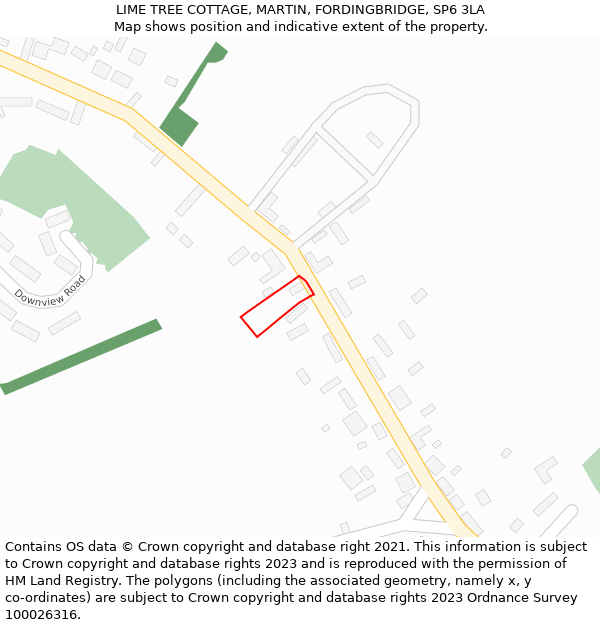 LIME TREE COTTAGE, MARTIN, FORDINGBRIDGE, SP6 3LA: Location map and indicative extent of plot