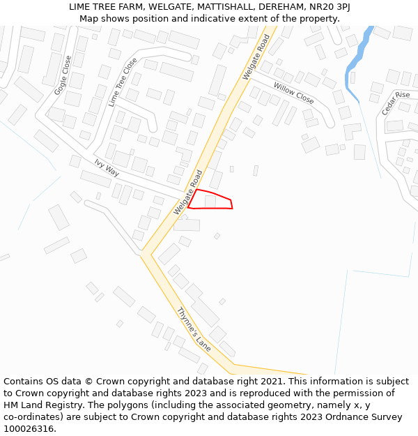 LIME TREE FARM, WELGATE, MATTISHALL, DEREHAM, NR20 3PJ: Location map and indicative extent of plot