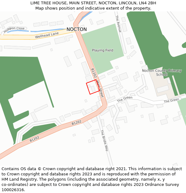 LIME TREE HOUSE, MAIN STREET, NOCTON, LINCOLN, LN4 2BH: Location map and indicative extent of plot