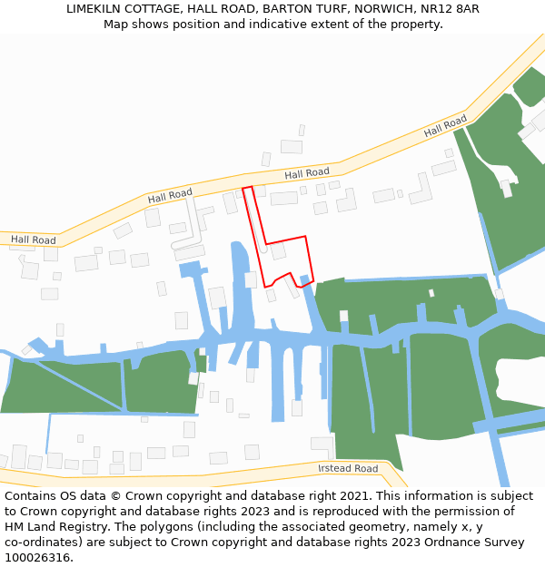 LIMEKILN COTTAGE, HALL ROAD, BARTON TURF, NORWICH, NR12 8AR: Location map and indicative extent of plot