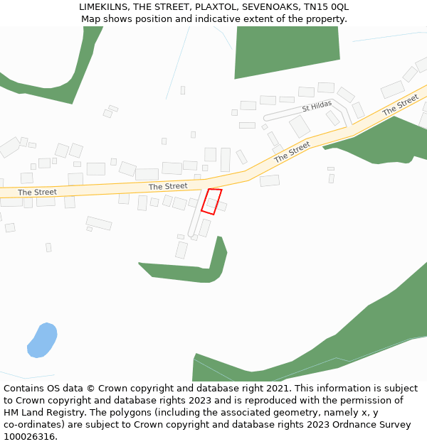 LIMEKILNS, THE STREET, PLAXTOL, SEVENOAKS, TN15 0QL: Location map and indicative extent of plot