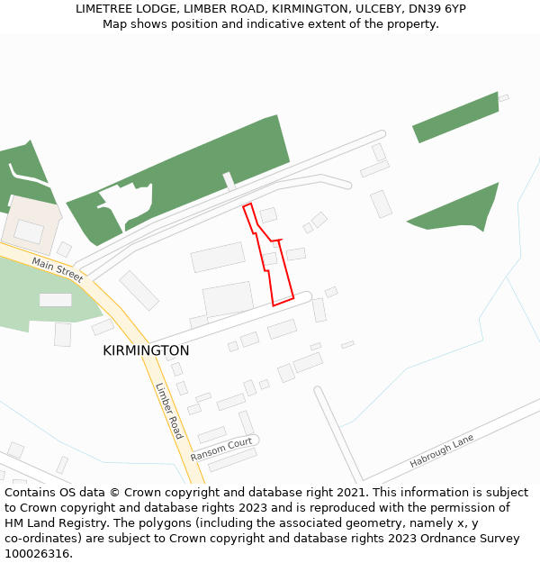 LIMETREE LODGE, LIMBER ROAD, KIRMINGTON, ULCEBY, DN39 6YP: Location map and indicative extent of plot