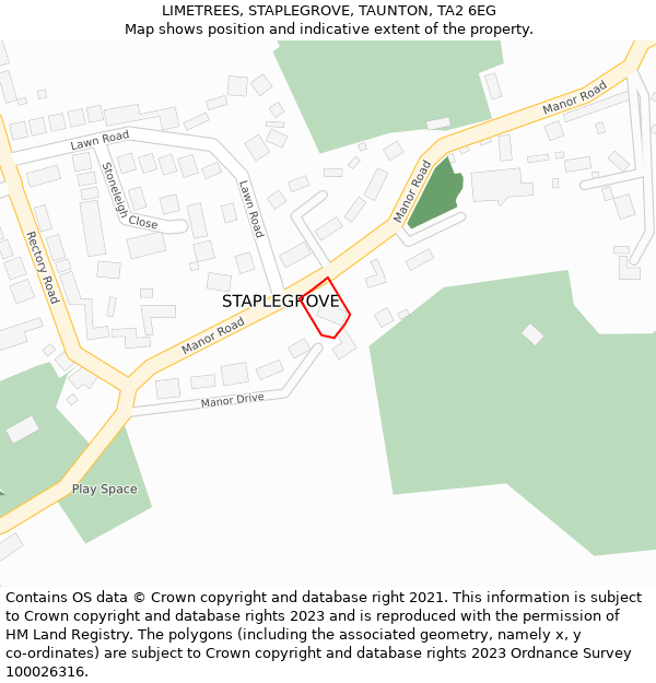 LIMETREES, STAPLEGROVE, TAUNTON, TA2 6EG: Location map and indicative extent of plot