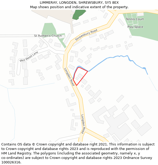 LIMMERAY, LONGDEN, SHREWSBURY, SY5 8EX: Location map and indicative extent of plot