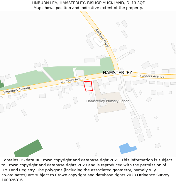 LINBURN LEA, HAMSTERLEY, BISHOP AUCKLAND, DL13 3QF: Location map and indicative extent of plot