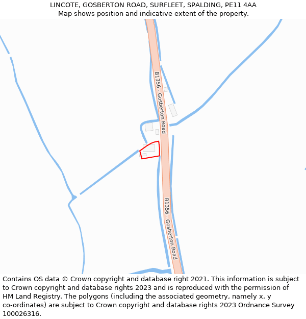 LINCOTE, GOSBERTON ROAD, SURFLEET, SPALDING, PE11 4AA: Location map and indicative extent of plot