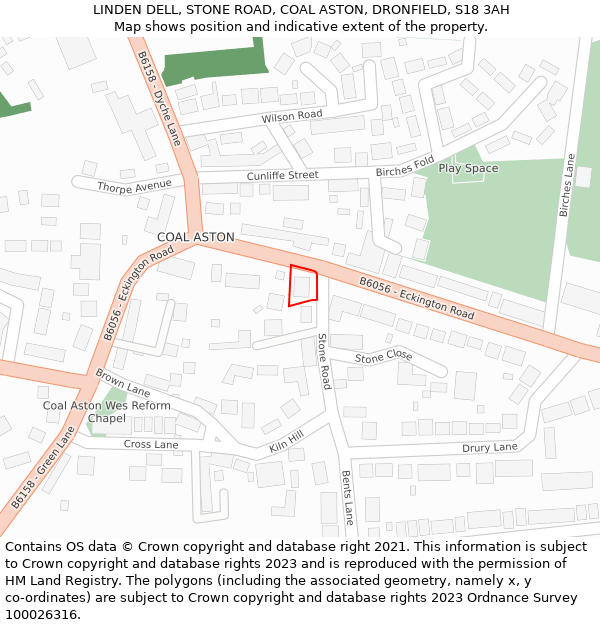 LINDEN DELL, STONE ROAD, COAL ASTON, DRONFIELD, S18 3AH: Location map and indicative extent of plot